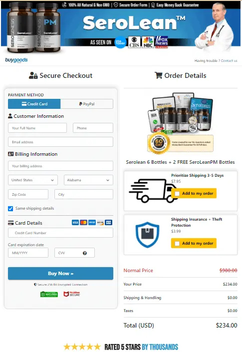 SeroLean order page